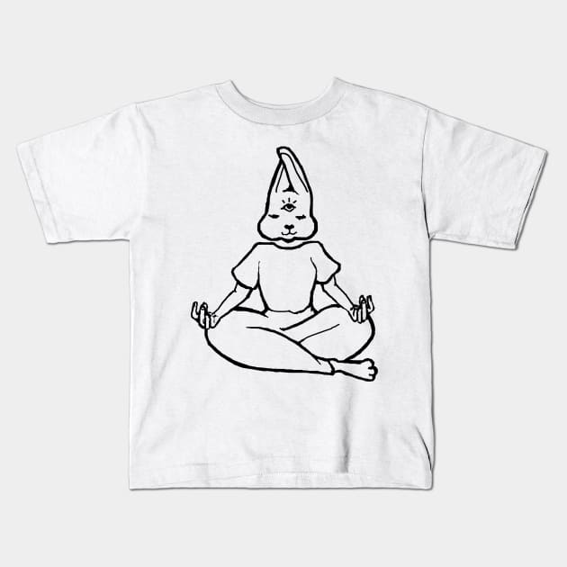 Meditating Bunny Kids T-Shirt by CuteShirtDesigns